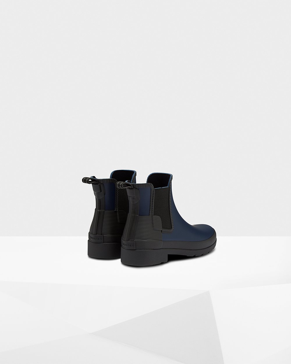 Botas Chelsea Hunter Mujer - Refined Texture Block Slim Fit - Azul Marino/Negros - BGYCETP-06